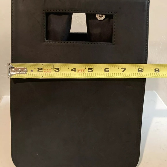 Genuine Leather Structured Work Lunch Tote Handbag Lunchbag Black - Picture 8 of 8